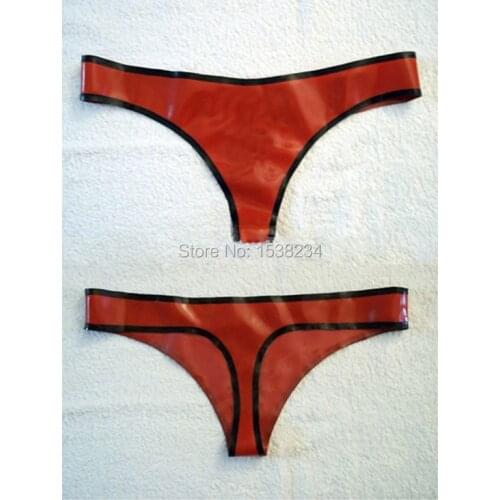 Latex Breifs With Trims Red and Black Women Red Thongs Lingerie Latex Shorts Underwear G-strings Fetish