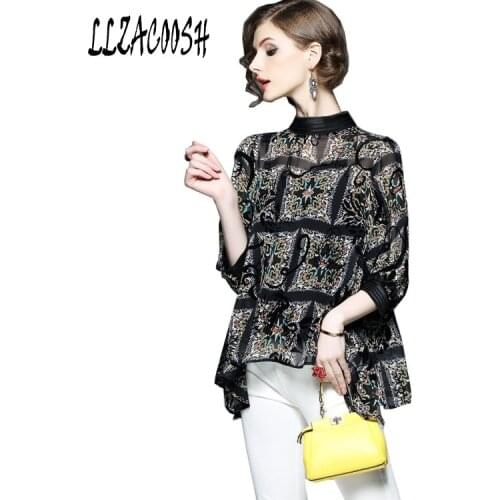 LLZACOOSH Stand-up Collar Blouses
