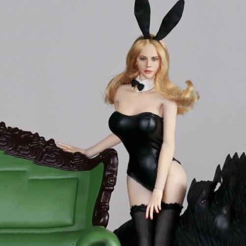 1/6 Scale Female Soldier Rabbit Girl Fur Suit Dress Stockings Hairband Clothes for Model Doll Tbleague Ph Action Figures