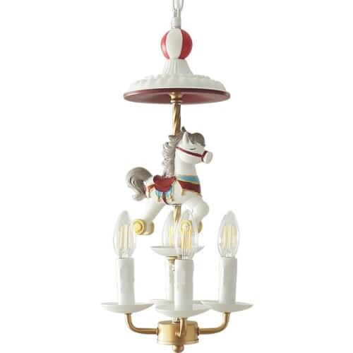 Cartoon park horses shade pendant lights American retro childrens room lamp bedroom boy girl aisle candlestick pendant lamps