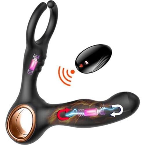 Male Prostate Massage Dildo Vibrator with Ring On Penis Remote Control G-spot Butt Anal Vibrator Sex Toys Masturbator for Men