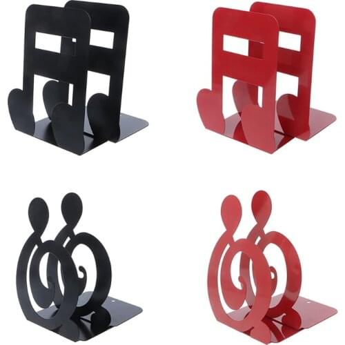 Musical Note Metal Bookends Iron Support Holder Desk Stands For Books 12#25