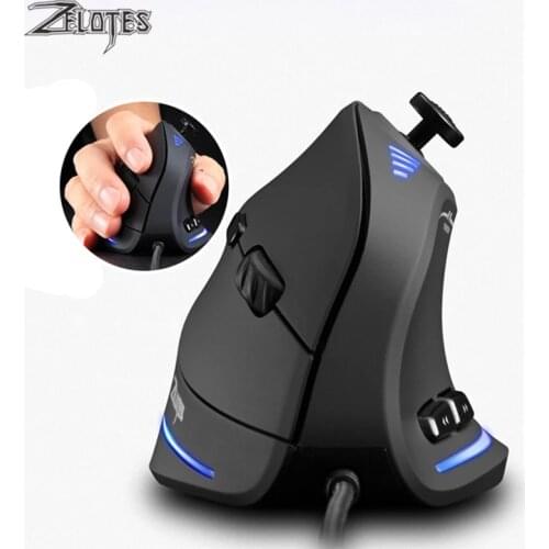 ZELOTES Vertical Gaming Mouse Programmable 11 Buttons USB Wired RGB Optical Remote Ergonomic Mouse Gamer Mice For PUBG LOL