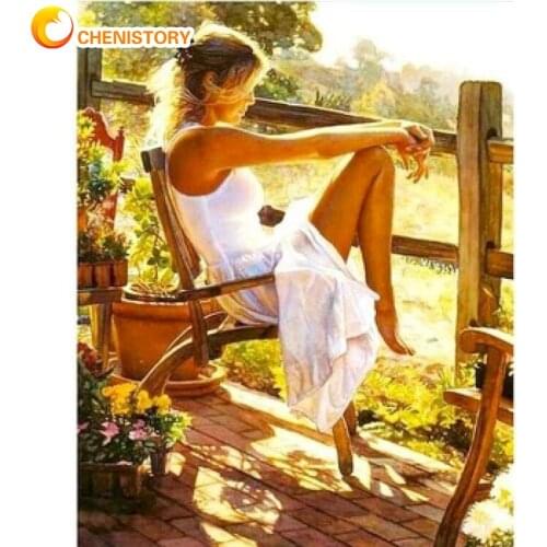 CHENISTORY Girl Scenery DIY Painting By Numbers Landscape Canvas Pictures Oil Painting Living Room Wall Art Home Design Decor