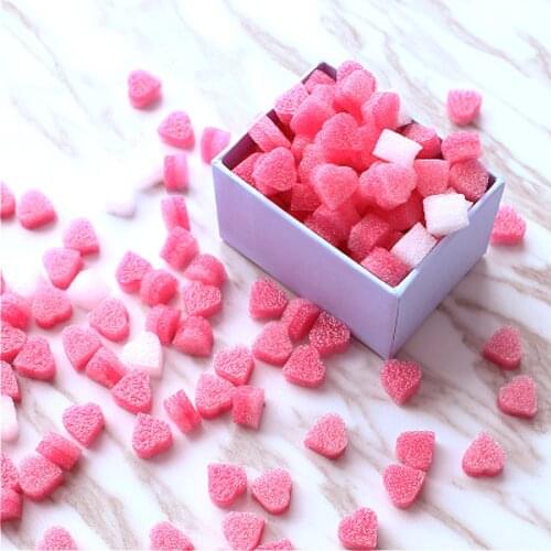 100pcs Pink Mini Heart Love Beads Foam Strip Slime Gift Box Fluffy Slime Filler Sludge Clay Packing Wedding Flower Box Filler