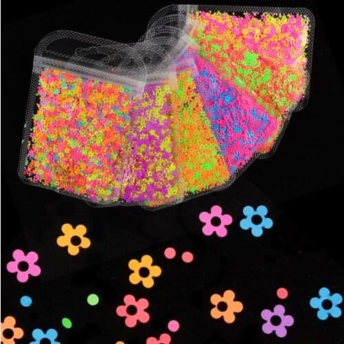 Neon Flower Shape Slice Nail Sequins Mixed Colors 4mm Flake Nail Art Decoration Accessories For DIY Manicure Design