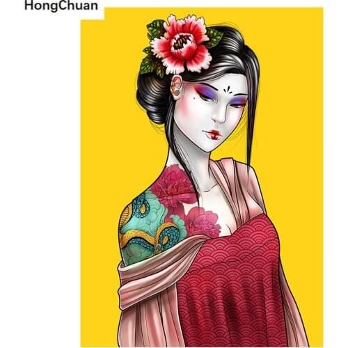 New DIY 5D Square/Round Diamond Embroidery Beautiful Japanese Geisha Mural Diamond Painting Cross Stitch Mosaic Home Decoration