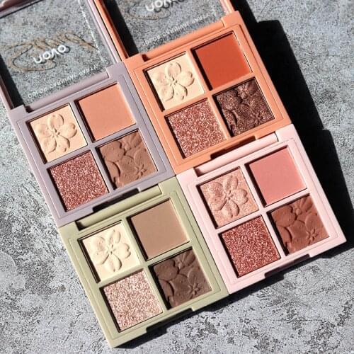 NOVO5330 Four Color Eye Shadow Matte Pearl Sequins Waterproof Antiperspirant Lasting Does Not Fade Paragraph Net Content 6G