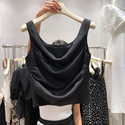 Solid Color Tank for Women Summer New Korean Style Slim-Fit Sleeveless Short All-Match Inner Wear Outwear Sling Tops