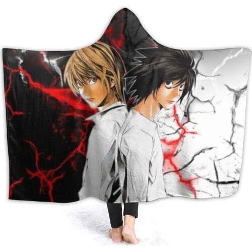 Wearable Cartoon Fur Blanket with Hooded Death Note Figure,death Note Poster Cute Bed Blanket Coral Velvet Warm Throw Blanket