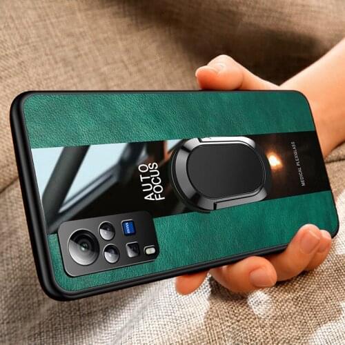 Luxury Ring Leather Phone Case For Vivo X50 X60 Pro Plus S9 S10 Y20 Y20S Y20i Y12S Y72 5G iQOO 7 8 Z1X Z1 Z3 Neo 3 5 Cover Case