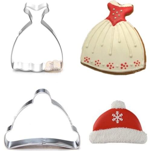 2pcs patisserie Christmas Decor Xmas 3D Cookie Cutter Fondant Cake Tools Biscuit Mold Metal Sandwich Baking Kitchen Accessories