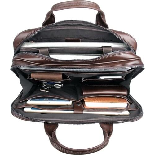 Large Mens Handbag Male Functional Genuine Leather Bag for Men Real Leather Laptop Shoulder Bags Mens Business Briefcase Totes