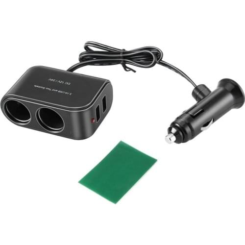 Universele 12 V/24 V 2 Way Sigarettenaansteker + LED Light Switch Auto Splitter Charger USB