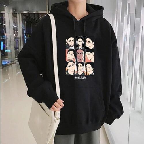Japanese Anime Haikyuu Keiji Akaashi Printing Men Sweatshirts Fashion Cartoon Adult Kids Casual Oversized Unisex Winter Hoodies