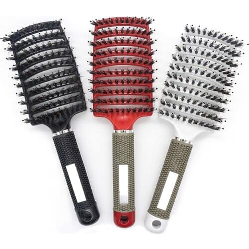 Women Hair Scalp Massage Comb Bristle Nylon Hairbrush Wet Curly Detangle Hair Brush for Salon Hairdressing Styling Tools