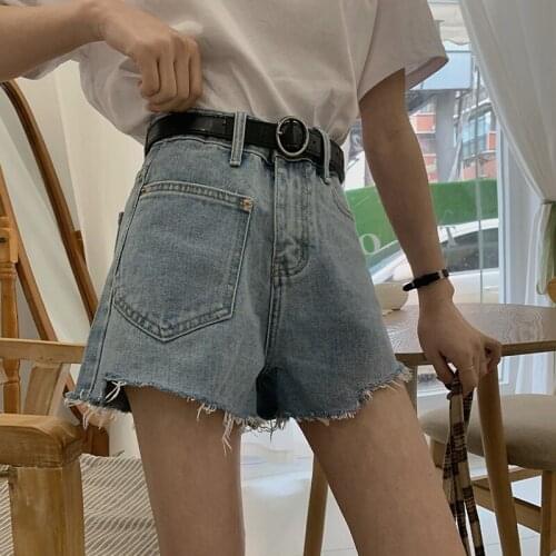 2020 Womens Summer New Frayed Raw Denim Shorts