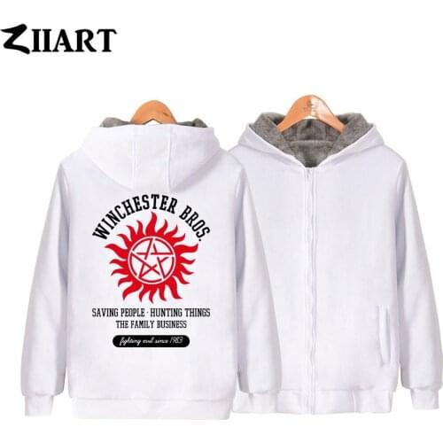 Woman Girl Parkas Full Zip Coat Plus Velvet Autumn Winter Winchester Bros. Supernatural Saving People Hunting Things ZIIART