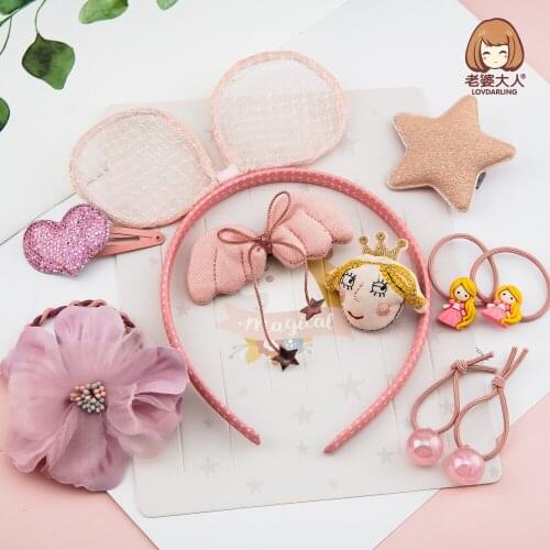 Ladys New Princess Super Large Bowknot Mesh Hair Accessories Set Childrens Headband Hairpin Combination Gift