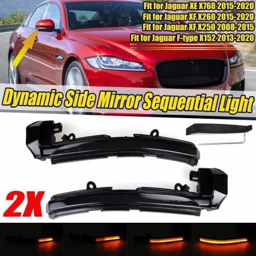 1Pair LED Dynamic Side Rearview Mirror Indicator Light Turn Signal Lights Lamp for Jaguar XE XF XJ F-TYPE XKR IPACE X250 X260