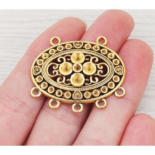 10 x Antique Gold Large Tribal Boho Bohemia Connectors Charms Pendants for Necklace Jewelry Making Accessories 39x33mm