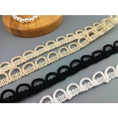 10 yard 1.5cm 0.59" wide white/beige/black cotton tapes lace trim ribbon ML52P702