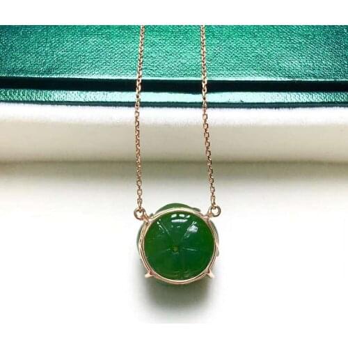 18K gold inlaid Hetian jasper rose clavicle chainJ60