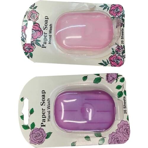 20pcs Disposable Soap Paper Portable Hand Washing Box Scented Slice Sheets 6*4cm Color Random