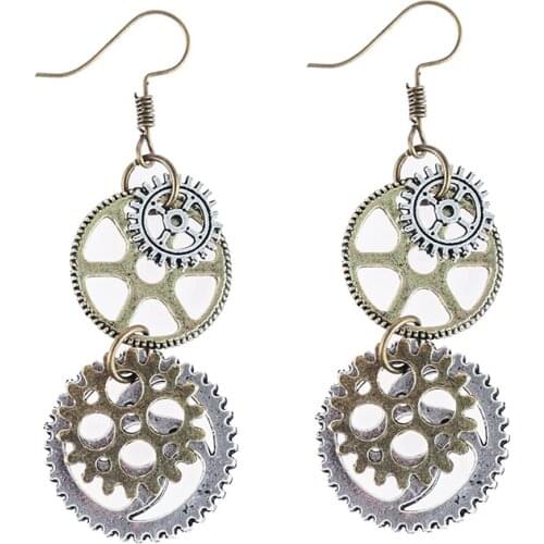 2020 Wholesale European and American Hot Style Steampunk Watch Needle Gear Earrings Supply Fashion Earrings