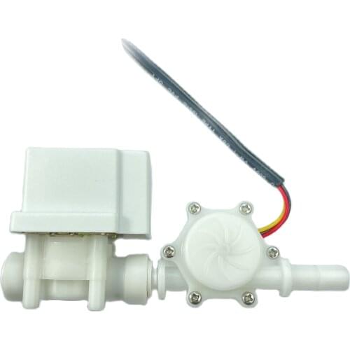 3/8" NPN Hall Water Flow Sensor USN-HS83PA 0.3-10L/min Flow Meter Flowmeter Combined with Solenoid Valve All in one Integrated