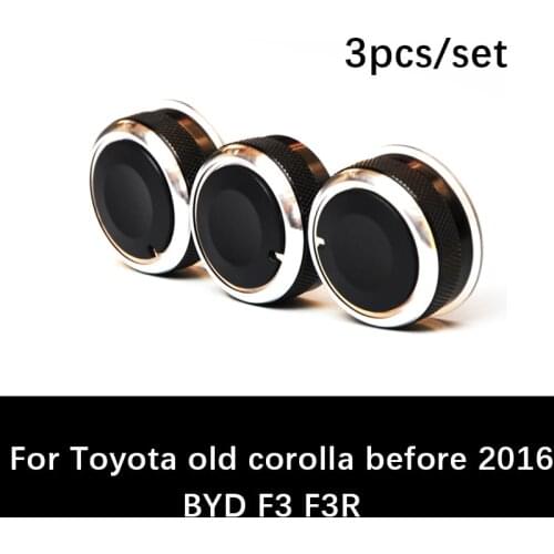 3pcs/set car ac knob aluminum alloy air conditioning knobs heat control switch For Toyota old corolla before 2016 BYD F3 F3R