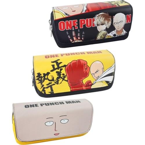 3 Styles Anime One Punch Wallet Man Pen Pencil Case Saitama Stationery Double Zipper Bag Canvas Fashion School Supplies Cosplay