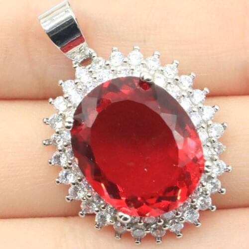 34x15mm Multi Color Created Tourmaline.Peridot Golden Citrine CZ Ladies Party Silver Pendant