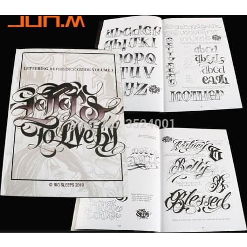 A4 Tattoo book LETTERS TO LIVE BY VOLUME #1 Design Tattoo Flash Book by Big Sleeps (44-Pages)