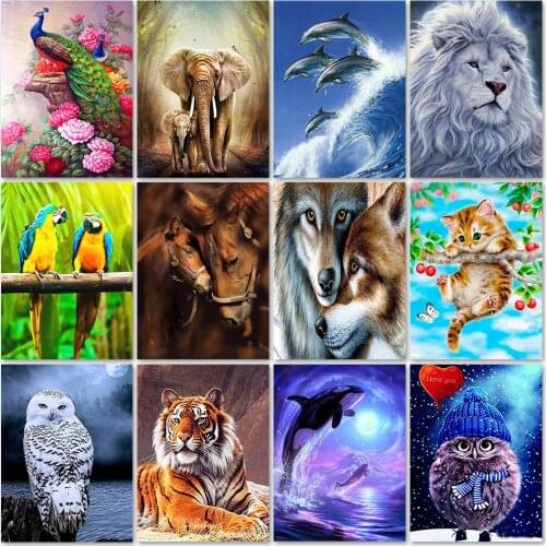 5D DIY Diamond Painting Animal Series Full Diamond Embroidery Landscape Cross Stitch Kits Diamond Art Picture Home Decor Gift