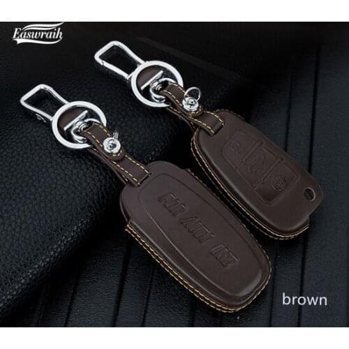 Car Leather Smart Remout Key Case Cover Holder For Audi A1 A3 A4 A5 Q3 Q5 Q7 A6 C5 C6 A7 A8 R8 S4 S5 S6 S7 S8 SQ5 RS5 A4L A6L