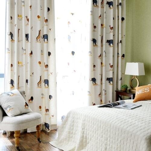 Childrens Curtain Boys and Girls Bedroom Baby Cute Cartoon Curtain Cartoon Animal Pattern Shading Insulation