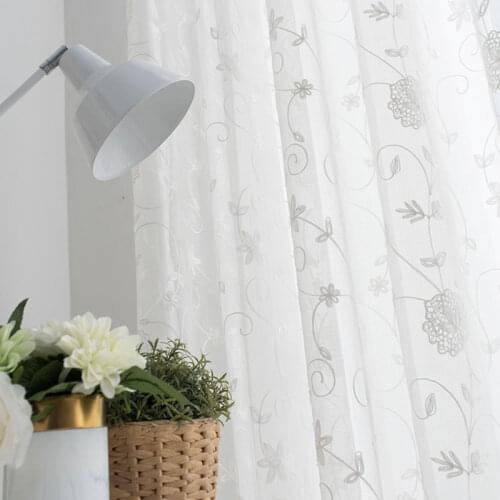 Europe White Tulle Curtains Window Screen for Living Room The Bedroom Embroidered Voile Sheer Curtains for Kitchen Door Drapes