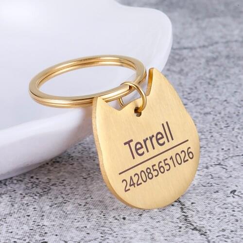 Pet ID Tag Keychain Engraved Pet ID Name for Cat Puppy Dog Collar Tag Pendant Keyring Bone Pet Accessories