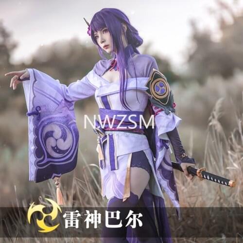 Game Genshin Impact Raiden Shogun Cosplay Costume Party Outfit Sexy Women Uniform Dress Belt Full Set