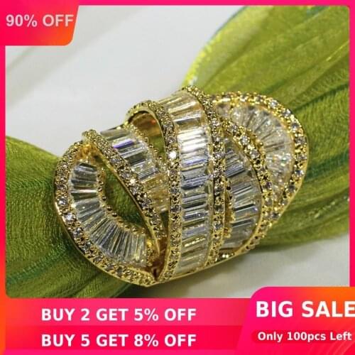 Stunning 18K Gold Cross Diamond Ring 925 sterling silver Jewelry Engagement Wedding band Rings for Women Bridal Party accessory