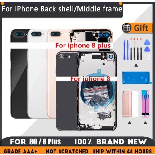 Back Cover For iphone 8G 8 Plus Back Housing Cover High Quality Rear Door Chassis Middle Frame glass SIM Tray +Side Key