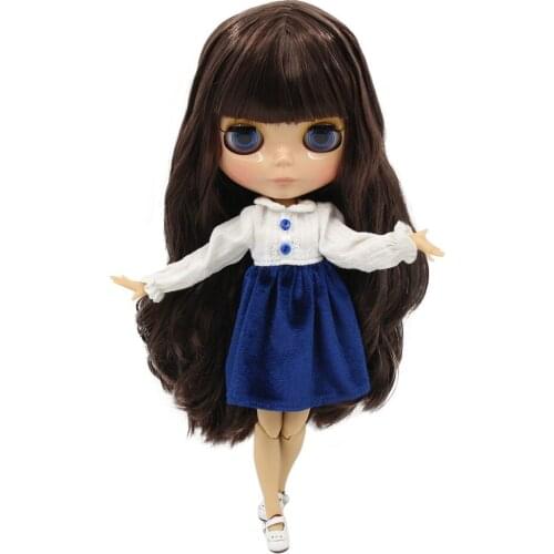 ICY Fortune Days factory blyth doll No.BL0222 nude doll with tan skin brown straight hair and glossy face joint body