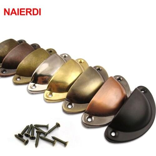 NAIERDI 2PCS Antique Handles Vintage Cabinet Knobs Retro Drawer Door Box Handle Cupboard Brass Frame Pull Furniture Hardware