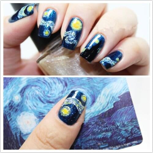 Nails Van Gogh Starry Night Romantic Nail Art Sticker High Quality Nail Decals Summer Style Makeup French Manicure free shipping