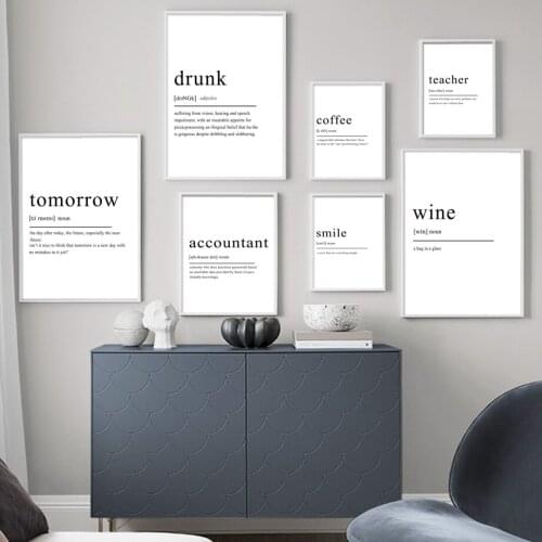Tomorrow Drunk Work Tea Definition Quotes Wall Art Canvas Painting Nordic Posters For Living Room Decor And Prints Wall Pictures