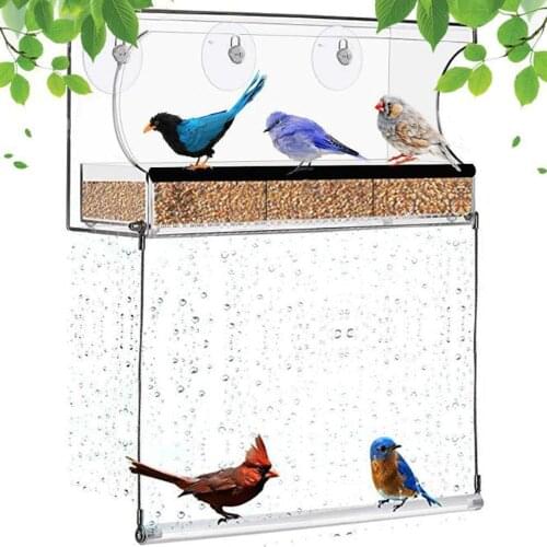 Window Bird Feeder transparent Acrylic Strong Suction Cup Tray Outdoor Garden Hanging for observe and add food useful Feeder