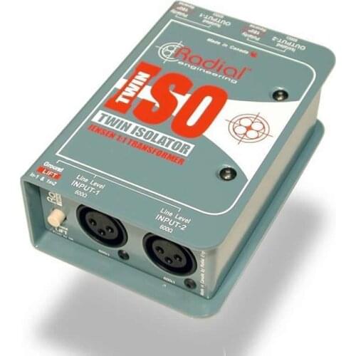 Radial Twin-Iso audio isolator, audio isolation transformer 600: 600, + 4dB line level, + 22dB signal processing capability