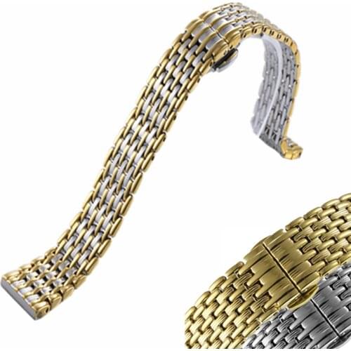 Ultra-thin High quality Men/Women Stainless Stell Watch Strap Band With Deployment Button 12 14 16 18 20 22mm Watchband