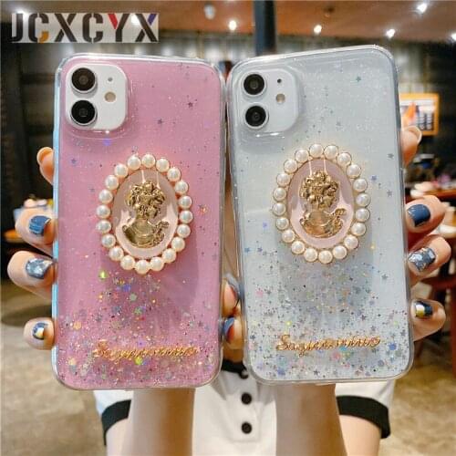 3D Luxury avatar Cute Bling Glitter clean Case For iPhone 11 12 Pro Max MiNi XR X XS 6s 7 8 Plus SE 2020 Bumper Soft back cover